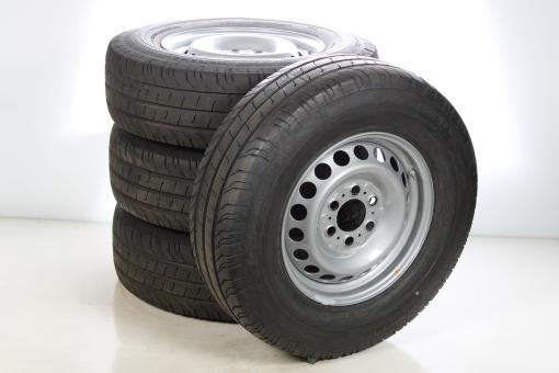 Set di ruote estive in acciaio da 16 pollici con pneumatici Continental per Sprinter VS30 Hinterradantrieb 907, Mercedes-Benz originale